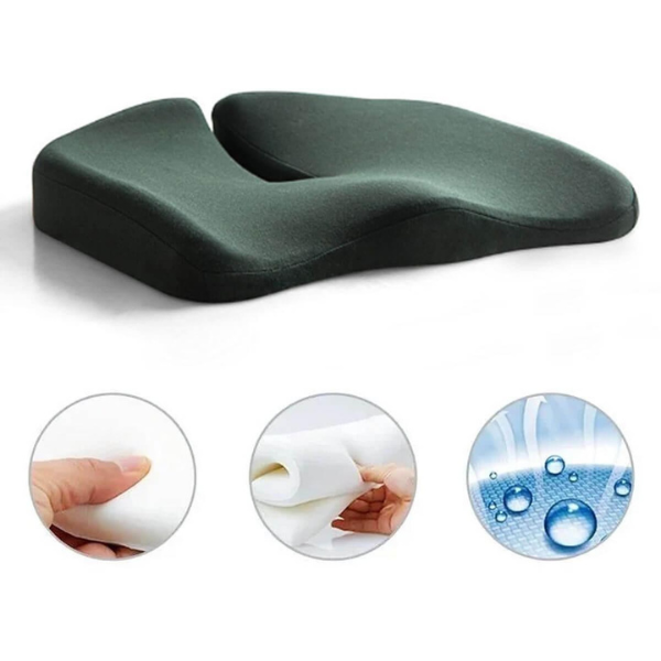 ErgoRelief Sitzkissen – Ergonomisches Memory-Schaum-Kissen für Rücken und Steißbein | Brehn