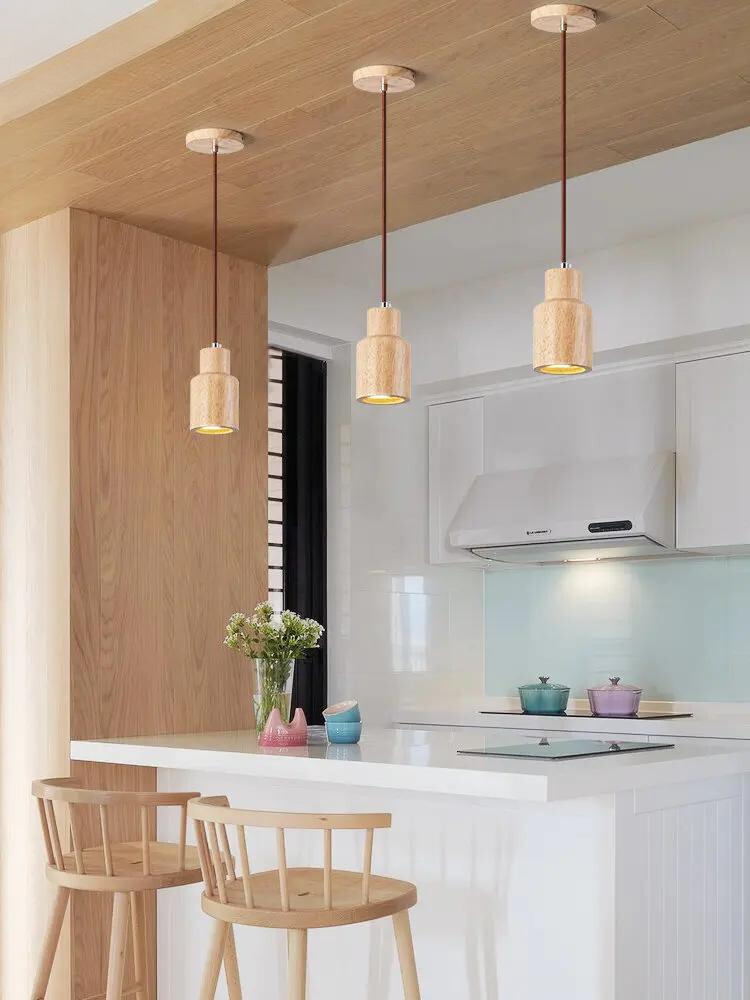 Skandinavische Pendelleuchte aus Holz – Minimalistisches Design für Wohn- und Schlafzimmer | Natürliche Holzoptik