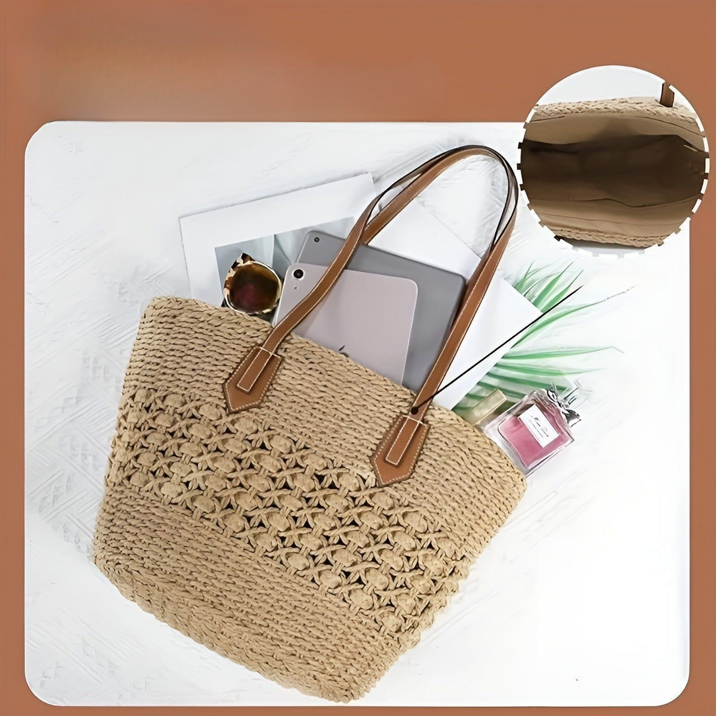 Strohhut Strandtasche – Große Kapazität & leicht | Perfekt für Einkaufen und Urlaub | Brehn