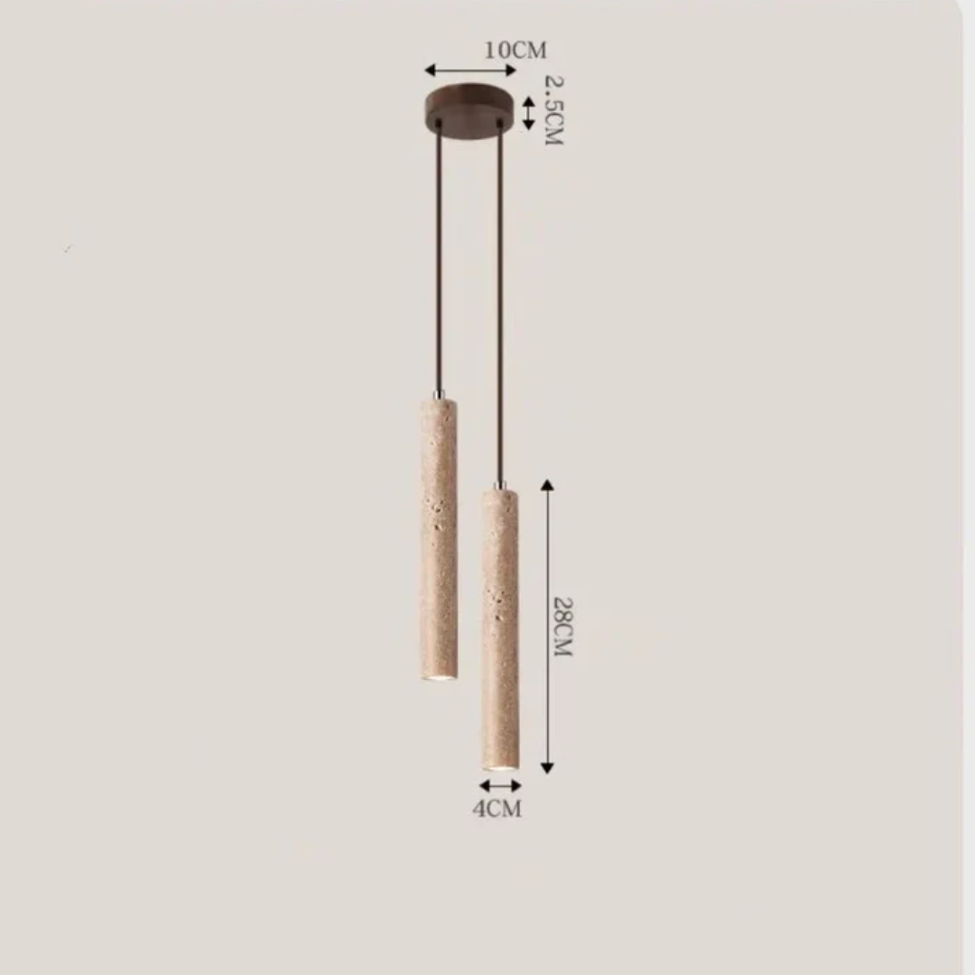 Brehn | Minimalistischer Travertin Wabi-Sabi Stil LED Kronleuchter - LumoLine