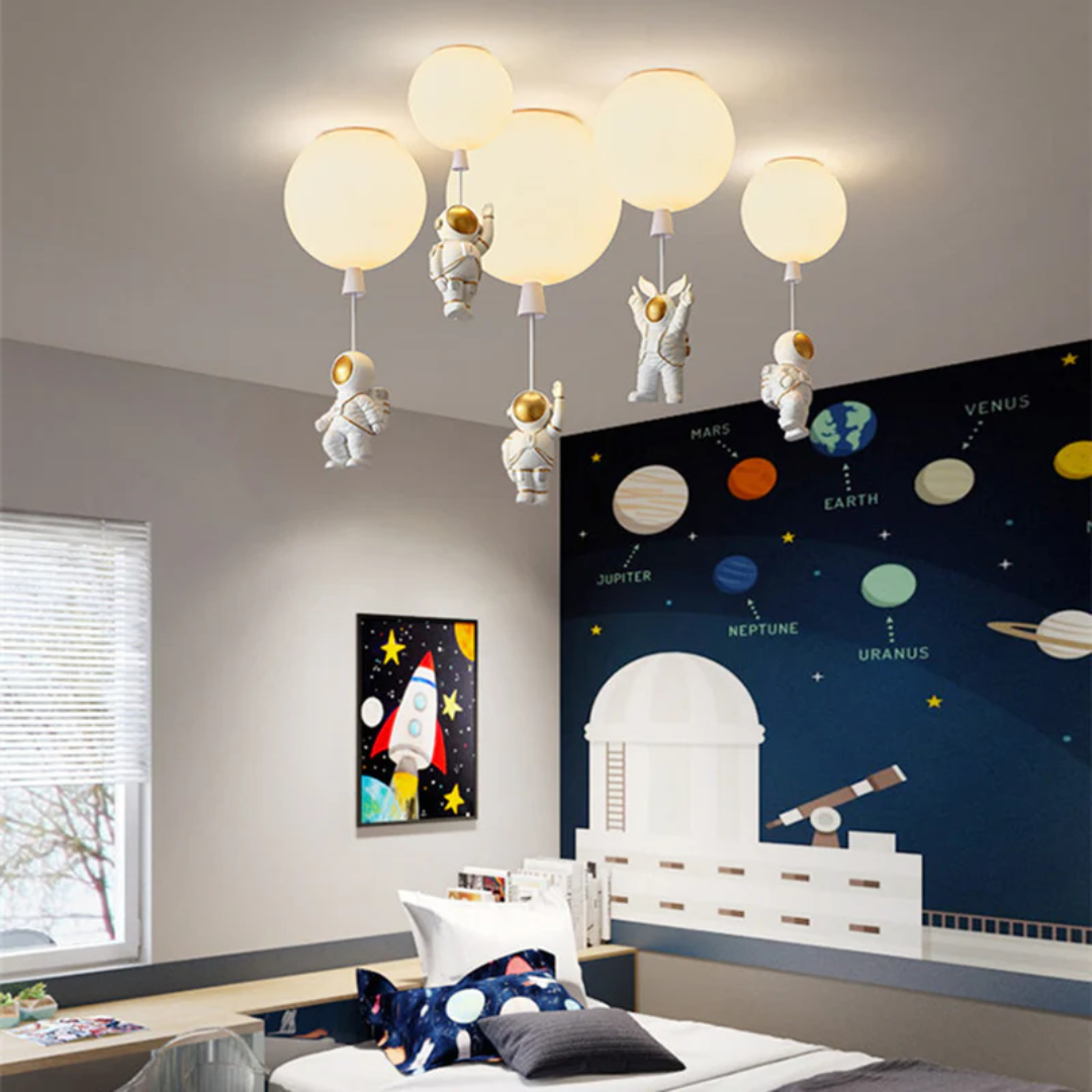 Brehn | Trendy Mond/Astronaut Kinderzimmer LED-Deckenlampe - CosmoGlow
