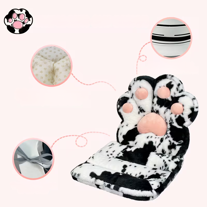 L-förmiges Katzenpfotenkissen – kuschelig und weich | Flauschiges Sitzkissen für Gaming-Stühle und Sofas