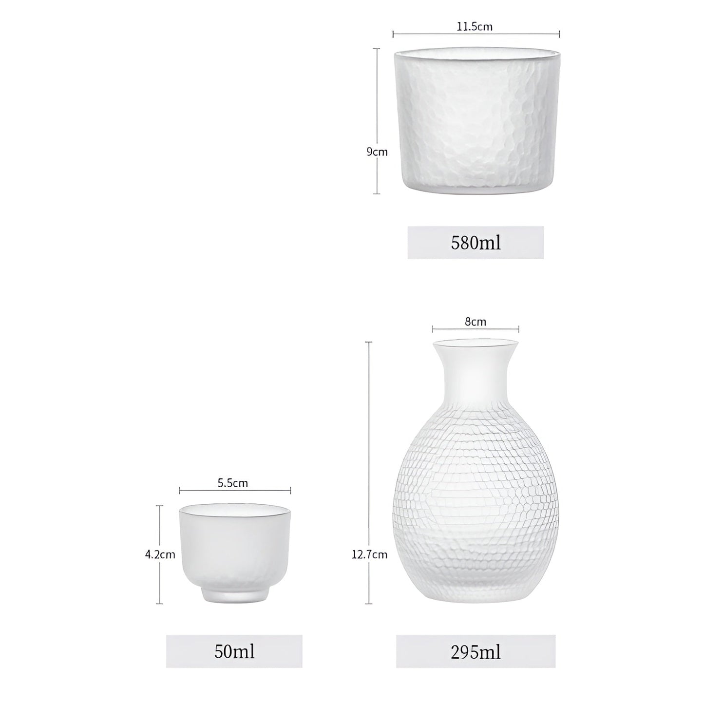 Japanisches Sake-Set aus Glas – Elegante Karaffe mit Bechern | Perfekt für Wein, Whiskey und Likör