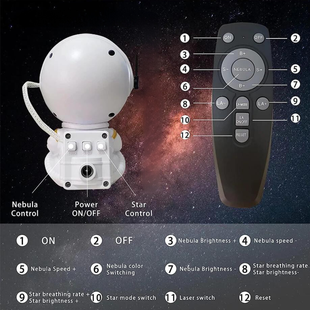 Brehn | Astronaut LED Projektor, Galaxie, Sterne, Himmel