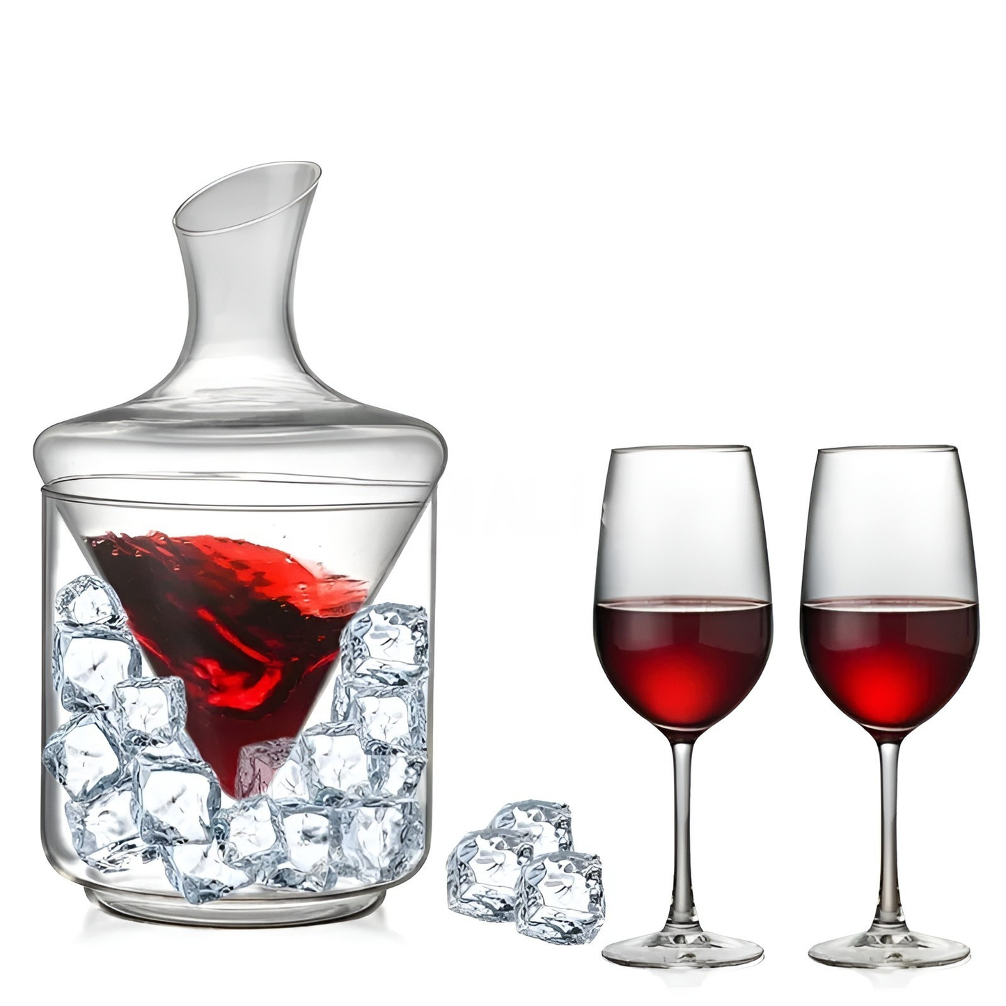 Whiskykaraffe mit Ijscontainer – Loodvrij Premiumglas | Stijlvolles Set für Whisky, Wodka und Brandy