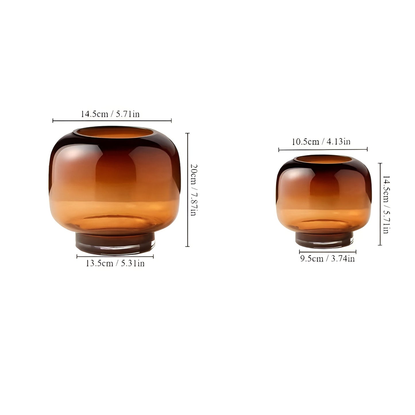 Handvase aus Glas von Brehnown – minimalistisch und dekorativ | Transparenter Innenraum für Blumen, Hydrokultur und moderne Pflanzen in Bernstein