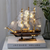Royaleva Nordische Holzsegelboot-Skulptur - LED-beleuchtetes Dekorationsobjekt, batteriebetrieben