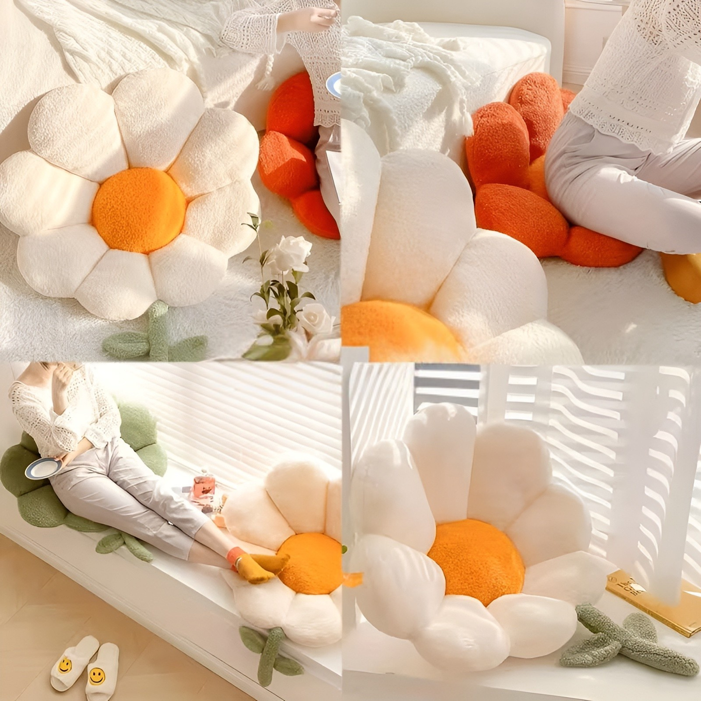 Blumenkissen – Weich und gemütlich | Dekoratives Bodenkissen für Sofa, Schlafzimmer und Wohnzimmer