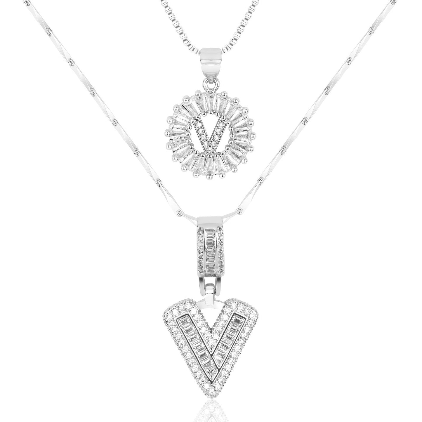 Brehn | 2pc 14k Diamant Buchstaben Initialen Halsketten