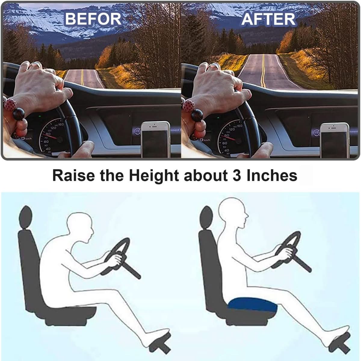 Ergonomisches Autositzkissen für bessere Sicht und mehr Komfort