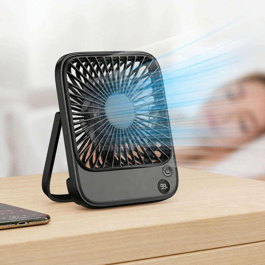 Tragbarer Ventilator mit Akku – 4 Geschwindigkeitsstufen | Brehn