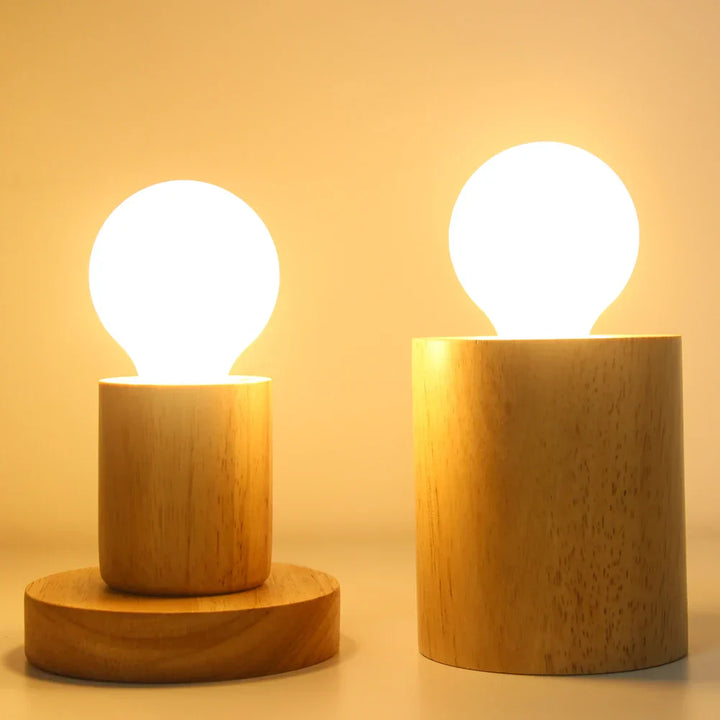 Retro Holz Tischlampe mit Lichterkugel – Dekorative Beleuchtung für Zuhause | Brehn