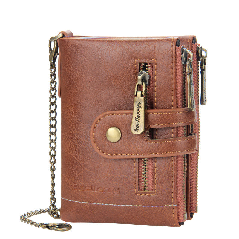 Vintage Doppelreißverschluss Brieftasche mit mehreren Kartenfächern für Herren | Brehn