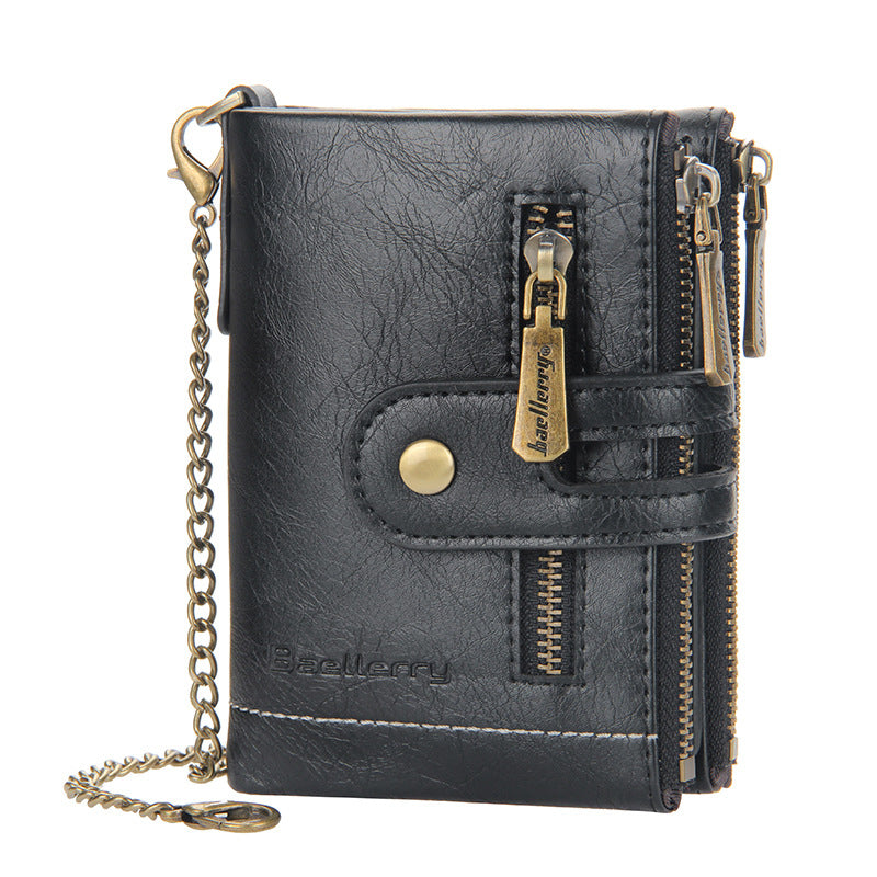 Vintage Doppelreißverschluss Brieftasche mit mehreren Kartenfächern für Herren | Brehn