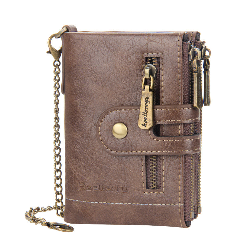 Vintage Doppelreißverschluss Brieftasche mit mehreren Kartenfächern für Herren | Brehn