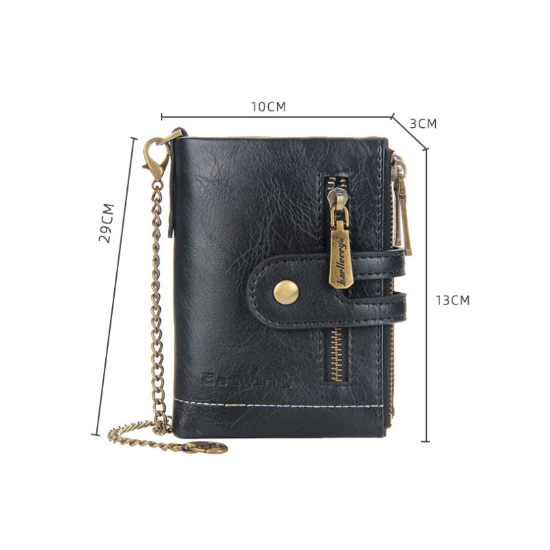 Vintage Doppelreißverschluss Brieftasche mit mehreren Kartenfächern für Herren | Brehn
