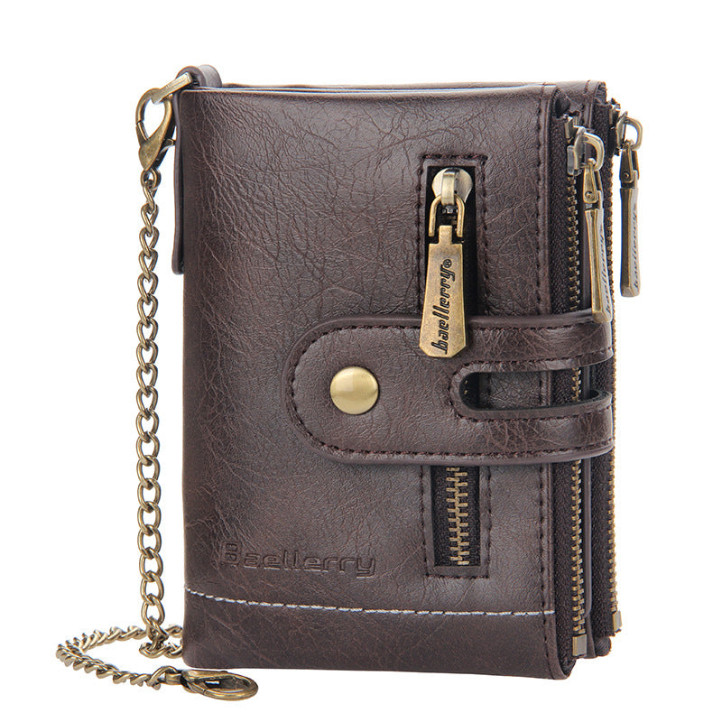 Vintage Doppelreißverschluss Brieftasche mit mehreren Kartenfächern für Herren | Brehn