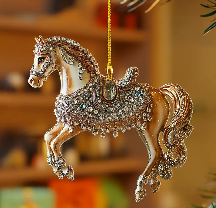 Brehn | Vintage Acrylic Horse Ornament für festliche Dekoration – Klassisches Pferd in Sprungposition