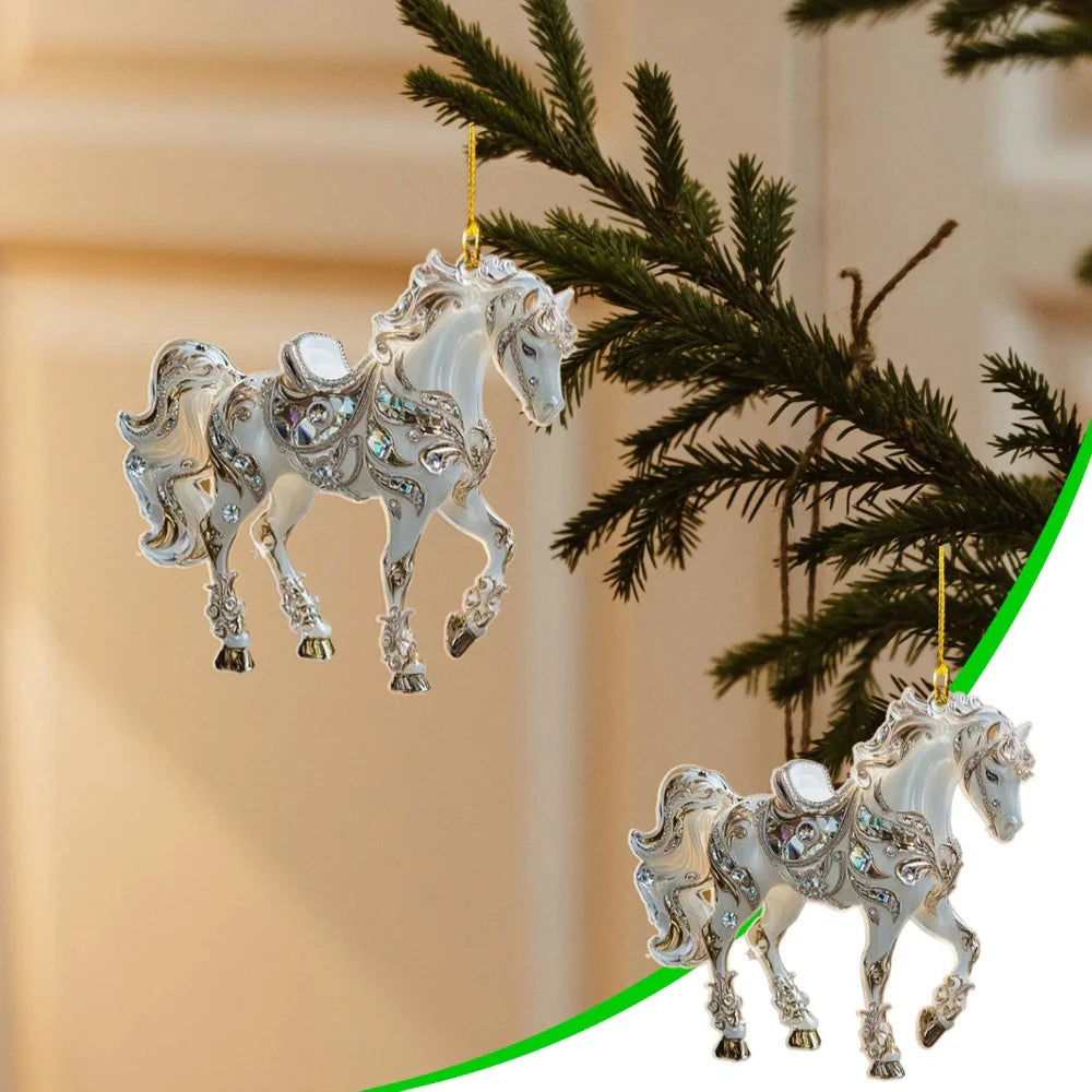 Brehn | Vintage Acrylic Horse Ornament für festliche Dekoration – Klassisches Pferd in Sprungposition