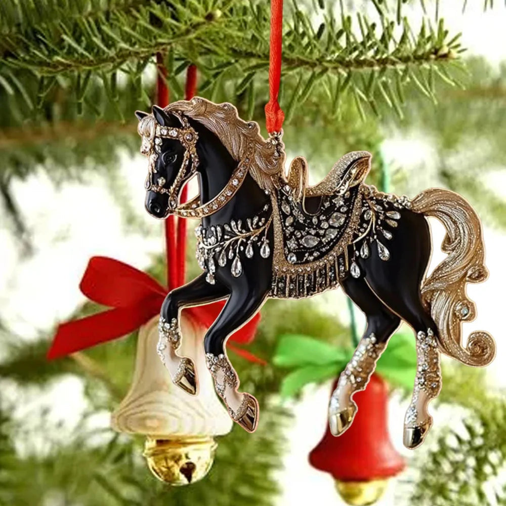 Brehn | Vintage Acrylic Horse Ornament für festliche Dekoration – Klassisches Pferd in Sprungposition