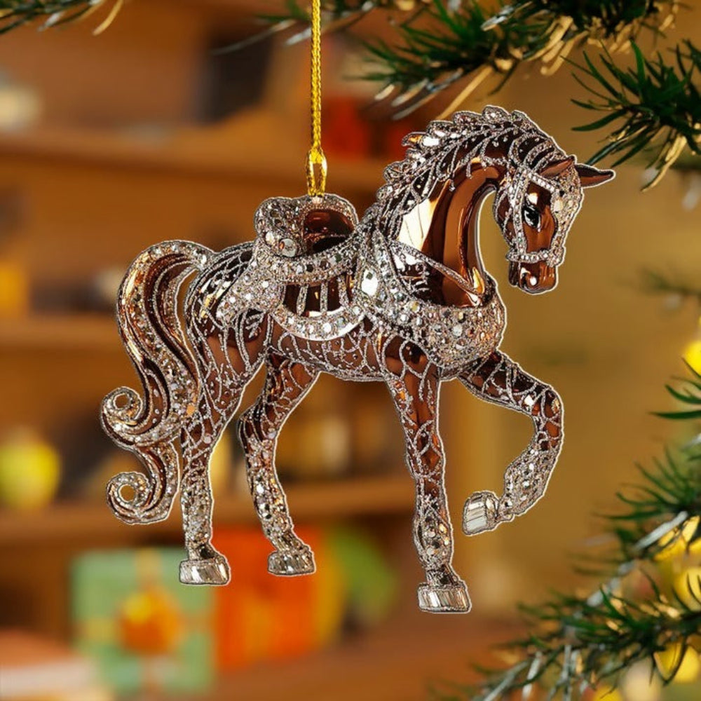 Brehn | Vintage Acrylic Horse Ornament für festliche Dekoration – Klassisches Pferd in Sprungposition