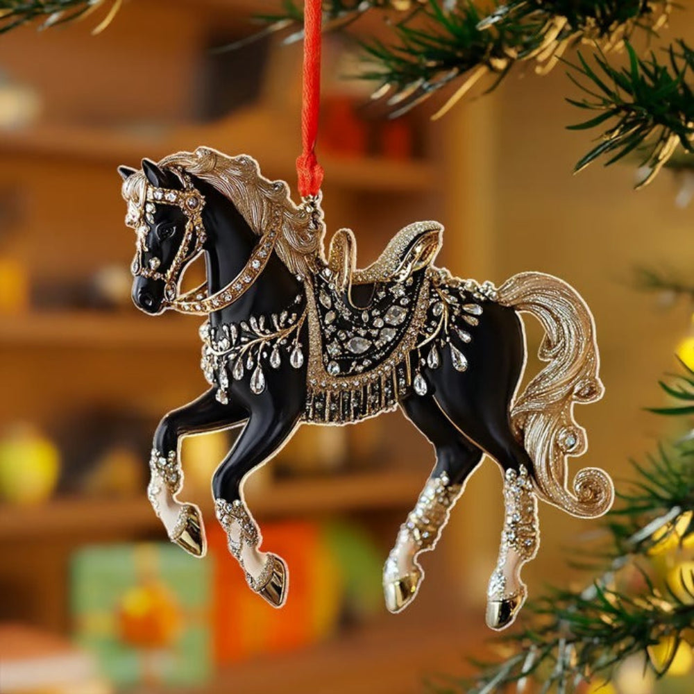 Brehn | Vintage Acrylic Horse Ornament für festliche Dekoration – Klassisches Pferd in Sprungposition