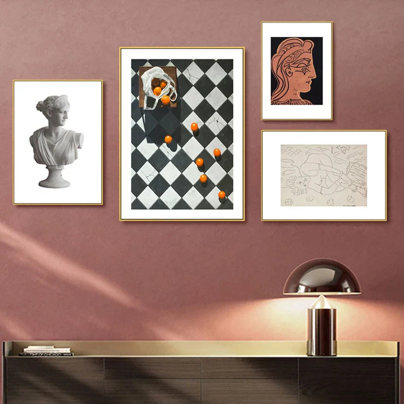 Vintage Vogue Abstrakte Renaissance Kunstgalerie Wandkunst Leinwanddrucke Bilder für Wohnzimmer Esszimmer Moderne Kunst für zeitgenössische Innenräume
