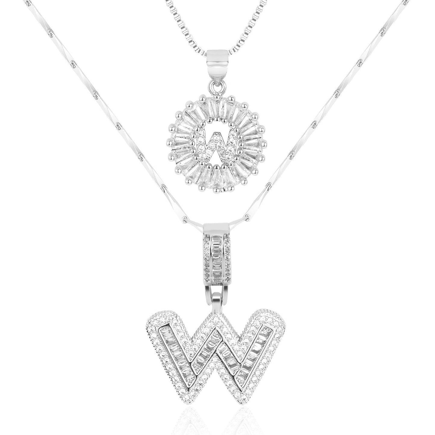 Brehn | 2pc 14k Diamant Buchstaben Initialen Halsketten