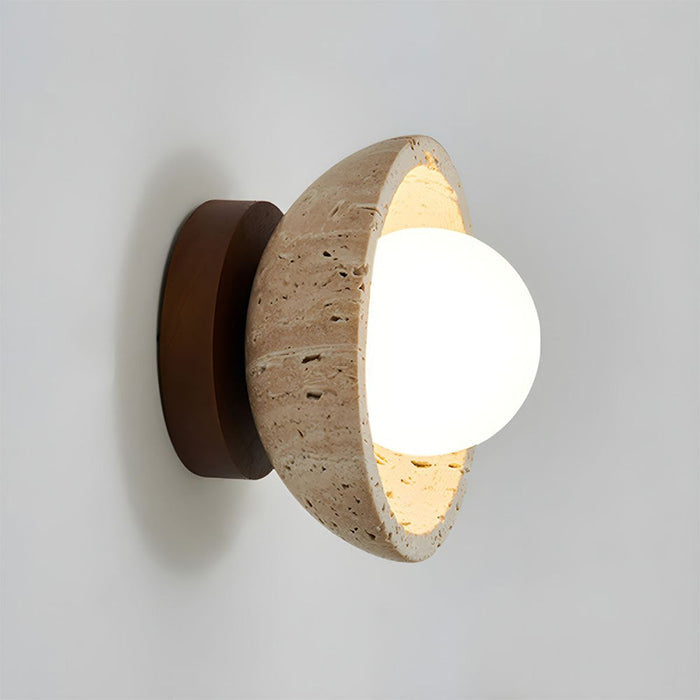 Brehn | Boho Travertin Naturstein LED Wandleuchte