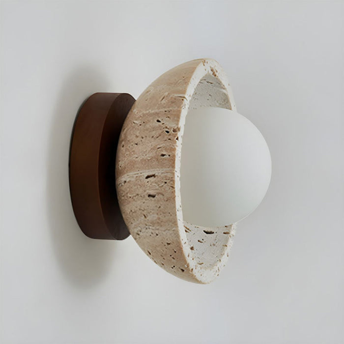 Brehn | Boho Travertin Naturstein LED Wandleuchte