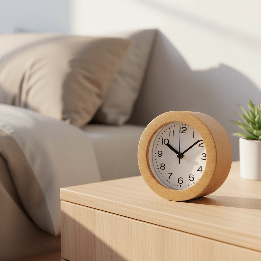 Lautloser Wecker aus Holz für gemütliche Schlafzimmer