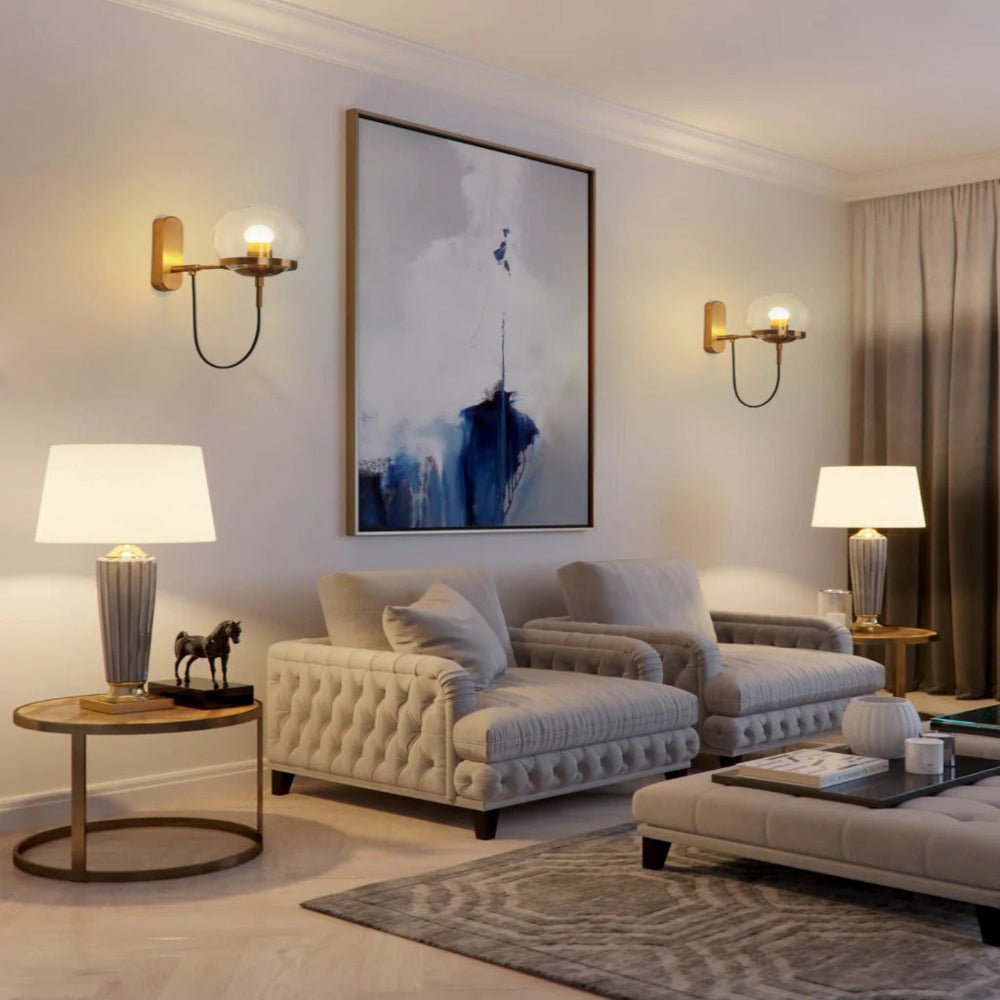 Chic Design Wand Nachttischlampe Wandleuchte mit Glasballschirm | Brehn