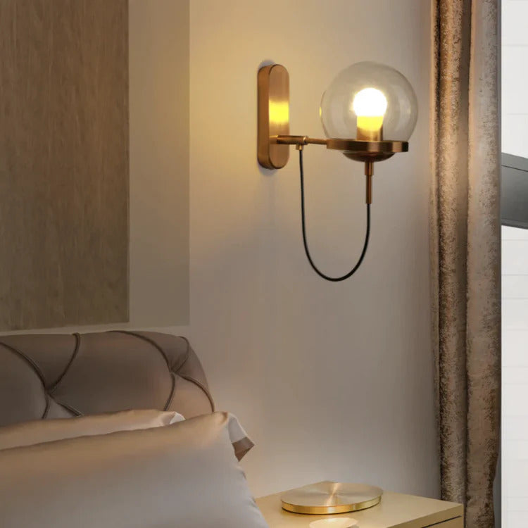 Chic Design Wand Nachttischlampe Wandleuchte mit Glasballschirm | Brehn
