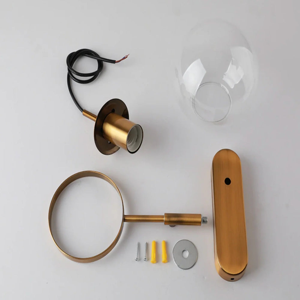Chic Design Wand Nachttischlampe Wandleuchte mit Glasballschirm | Brehn