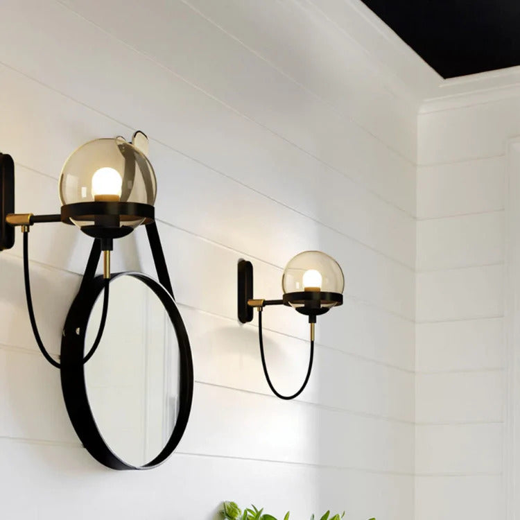 Chic Design Wand Nachttischlampe Wandleuchte mit Glasballschirm | Brehn