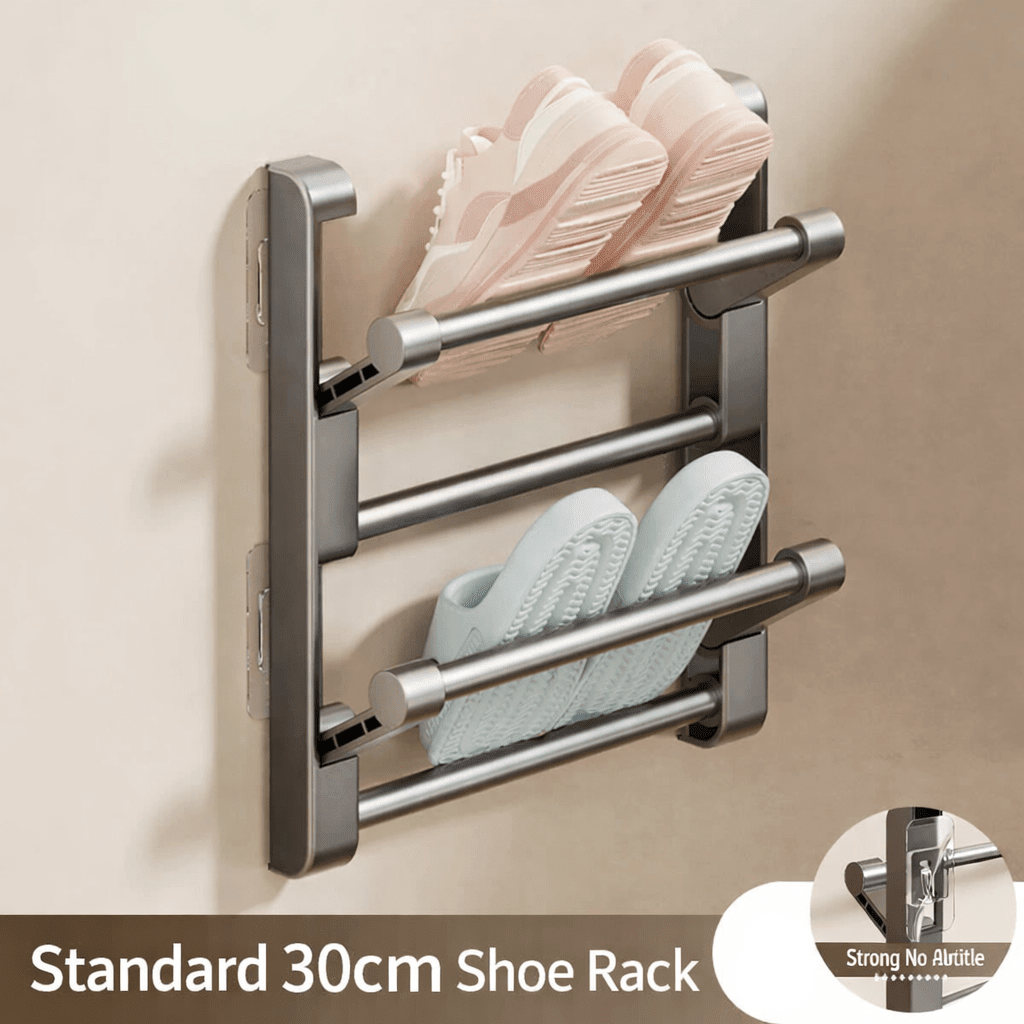 Wandmontiertes Schuhregal mit Drainagesystem | Brehn