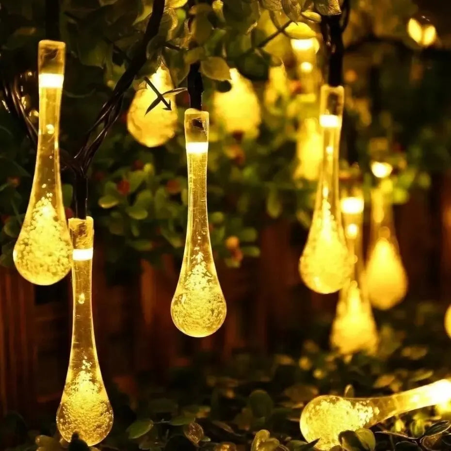 Solarbetriebene Tautropfen-Lichterkette für den Garten, wasserdichtes LED-Dekorationslicht für Außenbereiche | Brehn