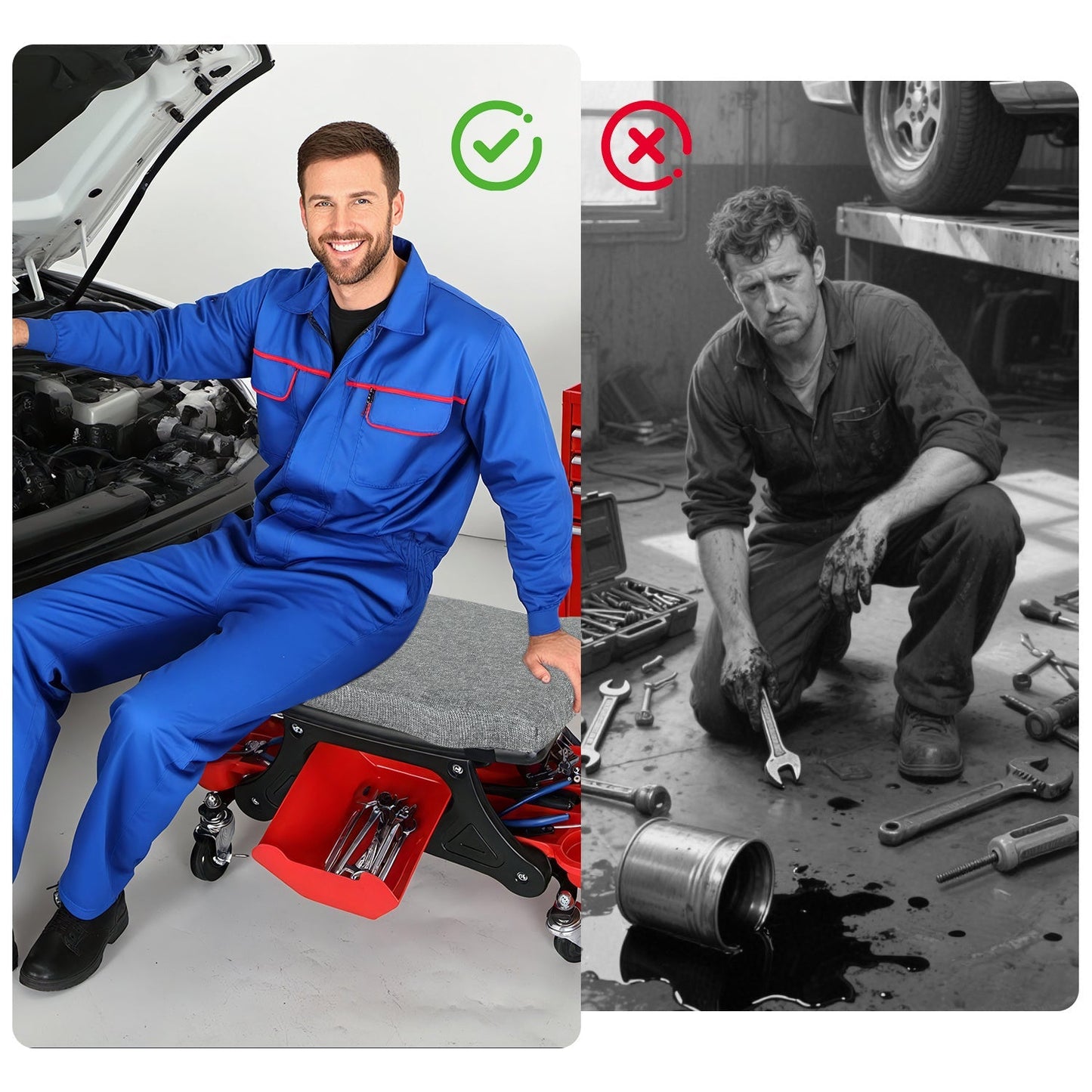 Werkstatthocker Rollhocker mit Aufbewahrungsbox | Brehn