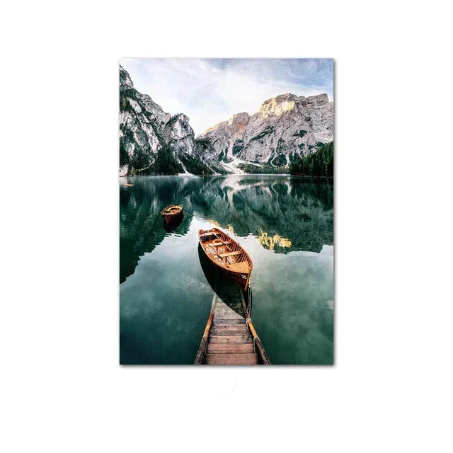 Wildnis Landschaft Bergsee Wald Wandkunst Fine Art Leinwand Drucke Bilder von Ruhe für Wohnzimmer Esszimmer Kunst Dekor
