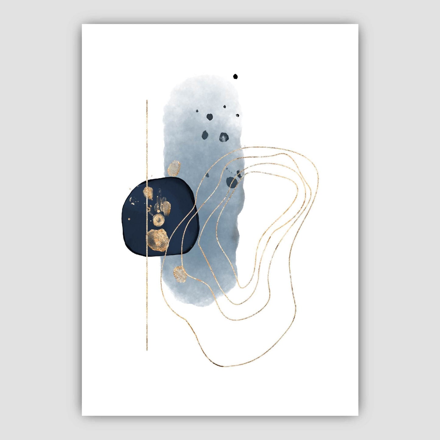 Abstrakte Winterstimmung Blau Gold Kunstdrucke