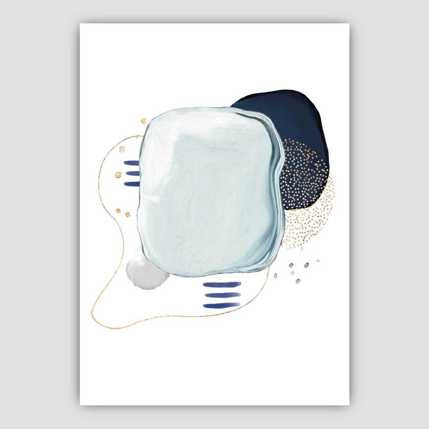 Abstrakte Winterstimmung Blau Gold Kunstdrucke