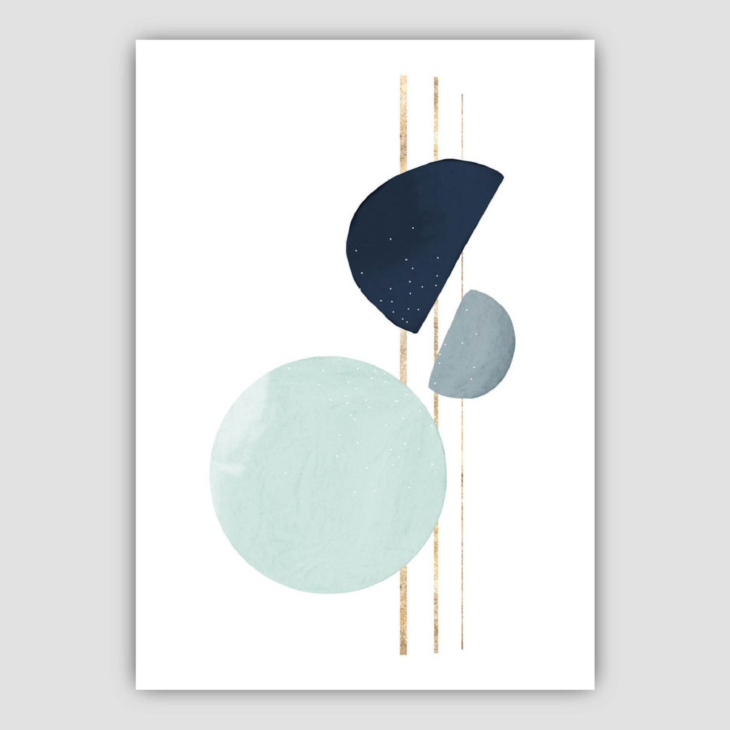 Abstrakte Winterstimmung Aqua, Marineblau, Gold Kunstdrucke