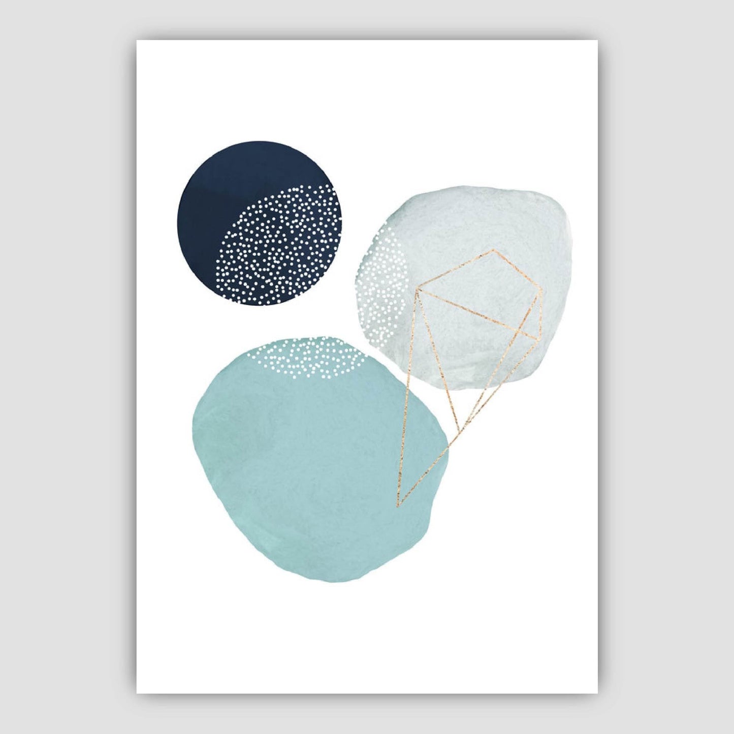 Abstrakte Winterstimmung Aqua, Marineblau, Gold Kunstdrucke