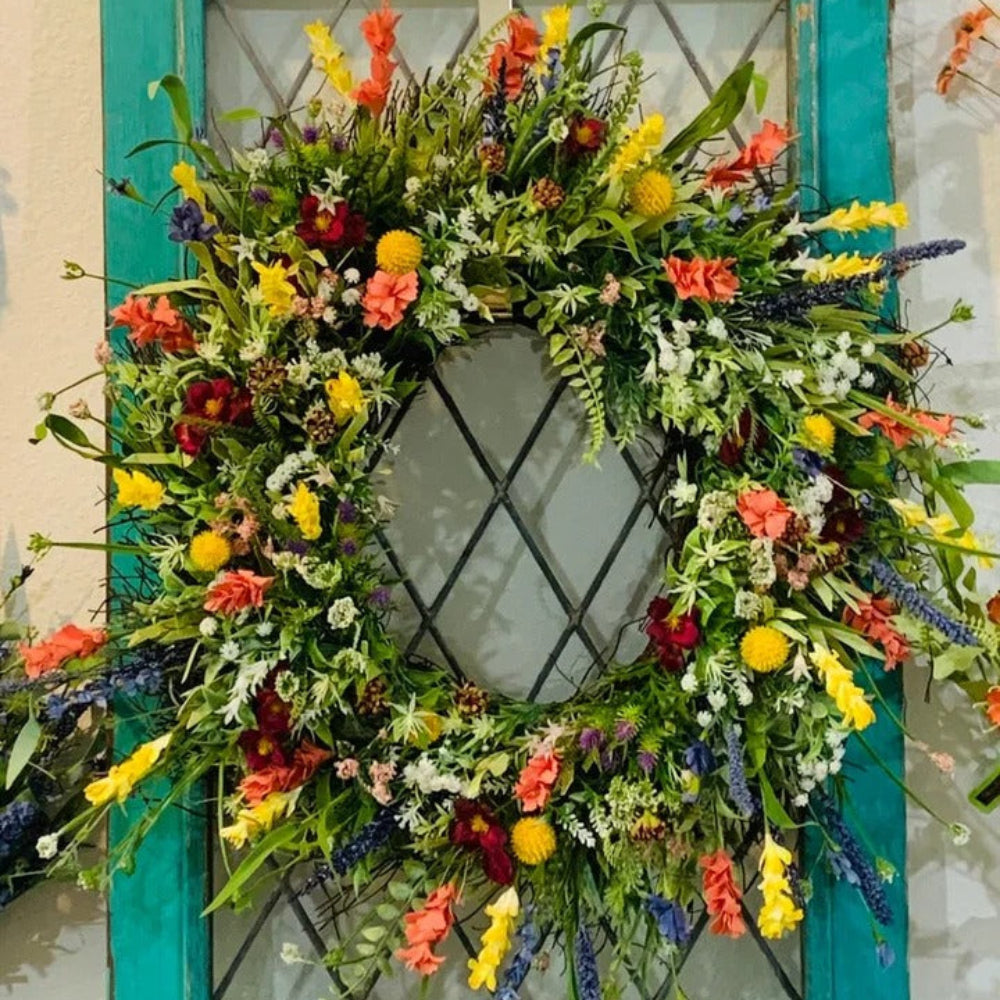 Thanksgiving-Kranz, Frühlings-Wildblumen-Dekoration für die Haustür