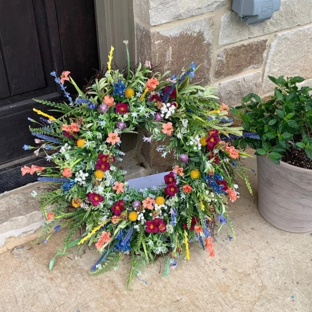 Thanksgiving-Kranz, Frühlings-Wildblumen-Dekoration für die Haustür