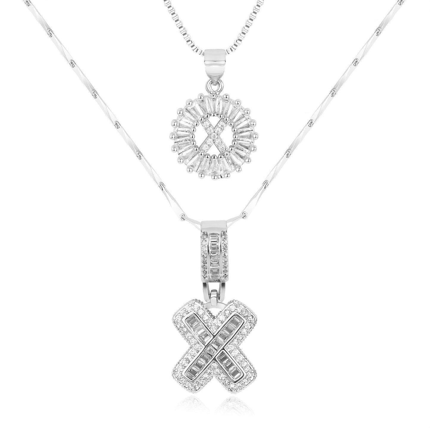 Brehn | 2pc 14k Diamant Buchstaben Initialen Halsketten
