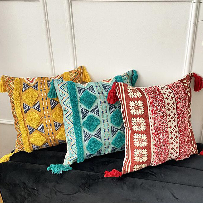 Boho gefütterter Fransen Wurfkissenbezug | Brehn