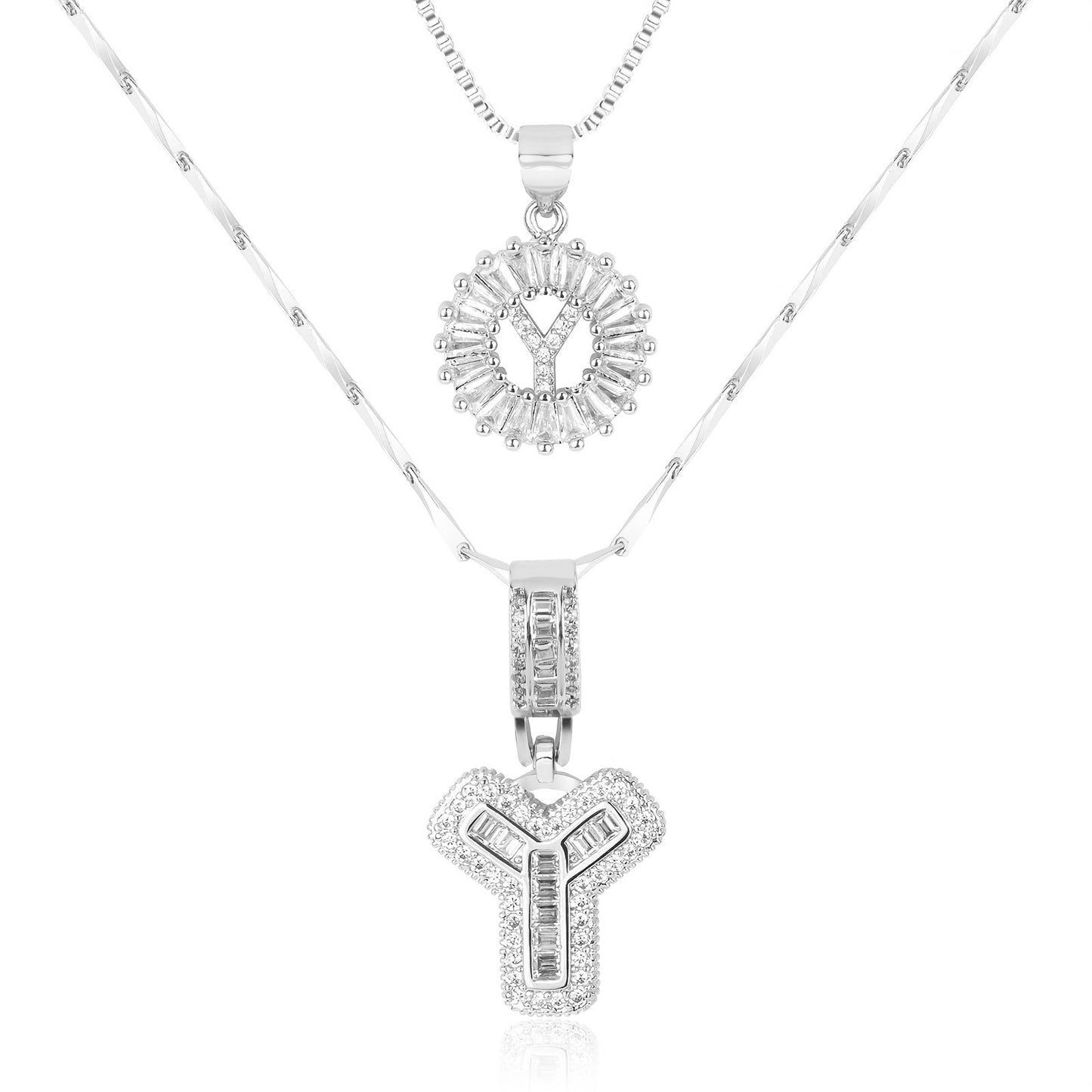 Brehn | 2pc 14k Diamant Buchstaben Initialen Halsketten