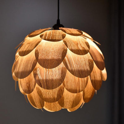 Brehn | PineappleGlow Pendelleuchte - Luxuriöse Holzpendelleuchte in Ananasform