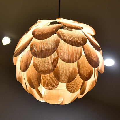 Brehn | PineappleGlow Pendelleuchte - Luxuriöse Holzpendelleuchte in Ananasform